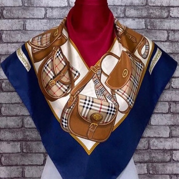 auth BURBERRY re-issue HANDBAGS silk SCARF 34" - Picture 2 of 7